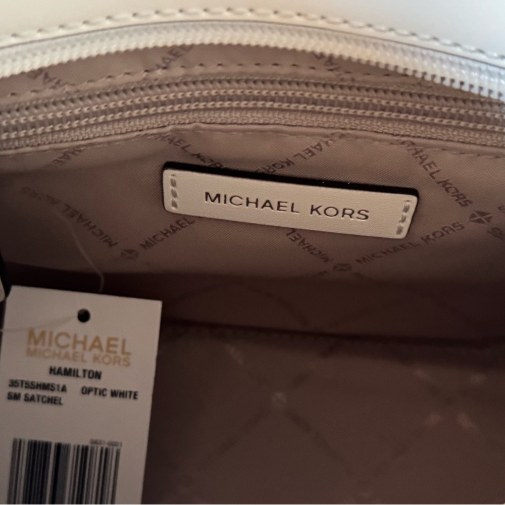 Michael Kors Hamilton Glossy White Quilted Satchel Shoulder Bag - Picture 8 of 13